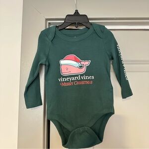 Vineyard Vines Green Christmas Baby One Piece Long Sleeve Bodysuit